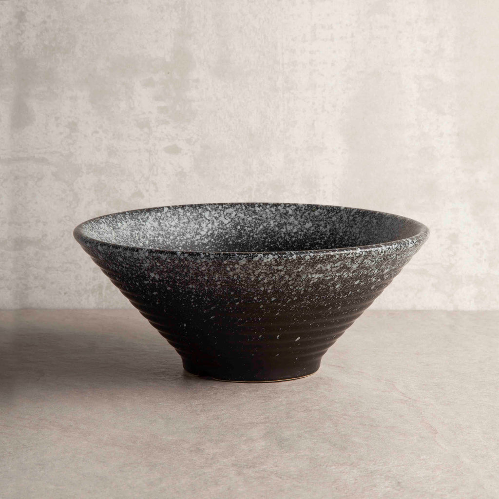 Black ceramic Japanese ramen bowl