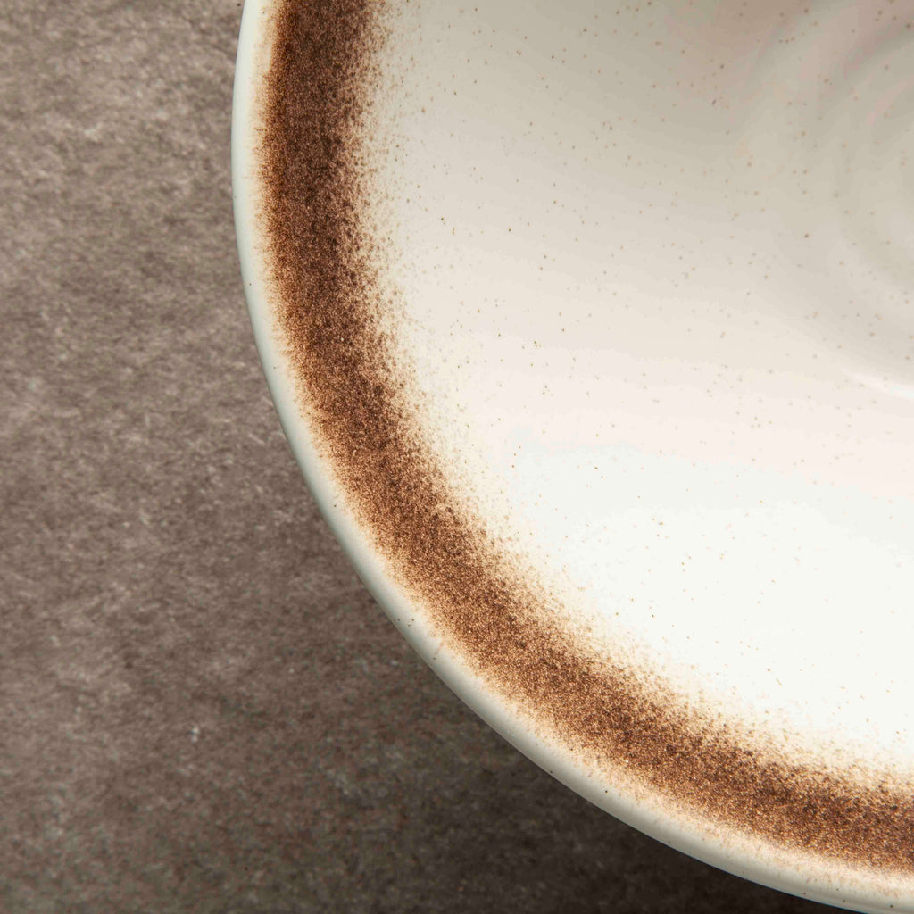 White ceramic Japanese ramen bowl edge