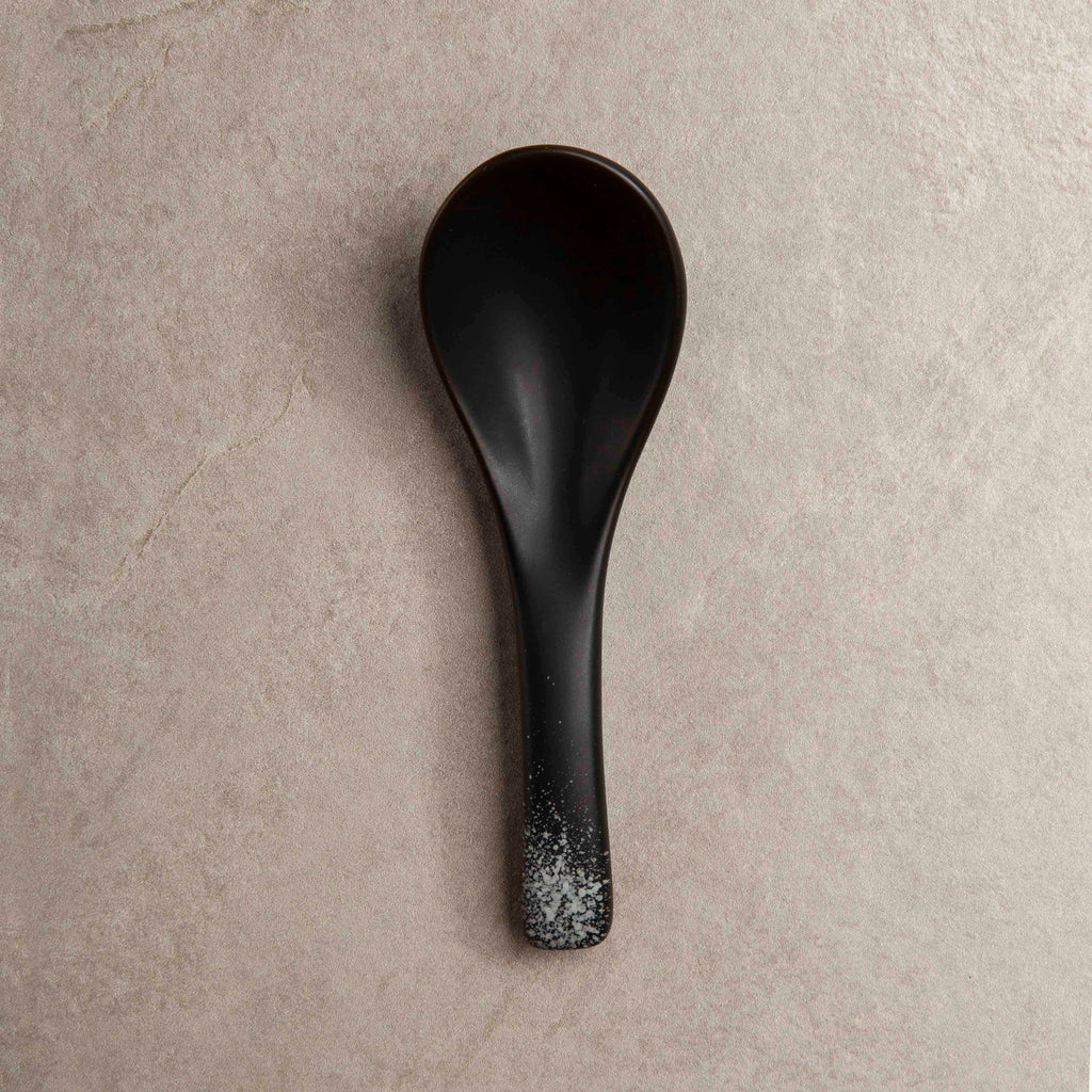 Black ceramic japanese ramen spoon