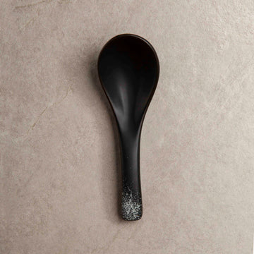 Black ceramic japanese ramen spoon