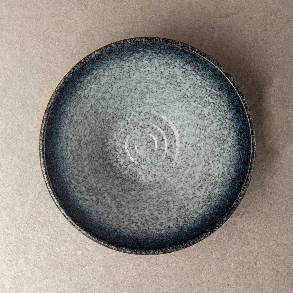 Blue ceramic Japanese ramen bowl pattern